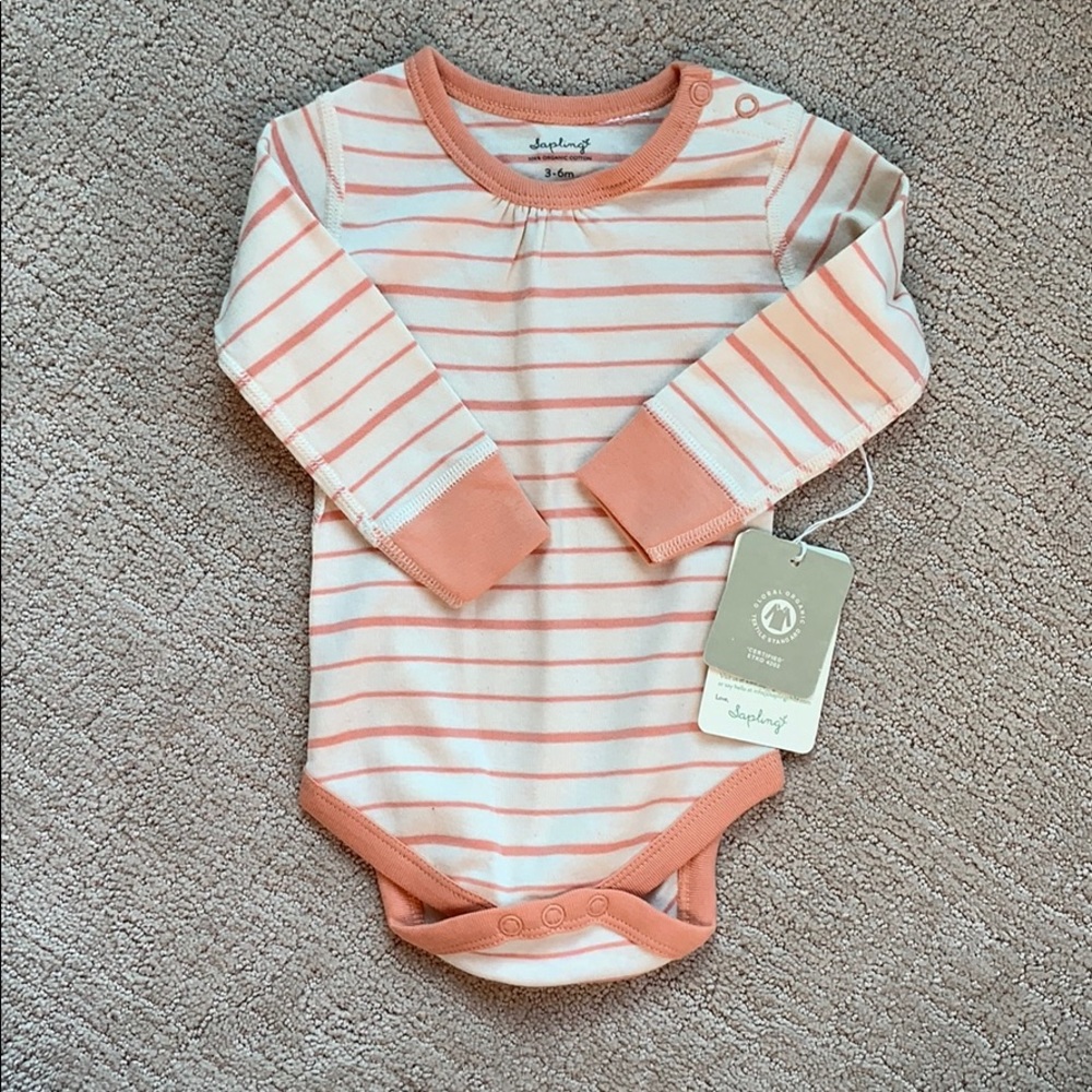 Sapling Child Organic Cotton Striped Onesie NWT